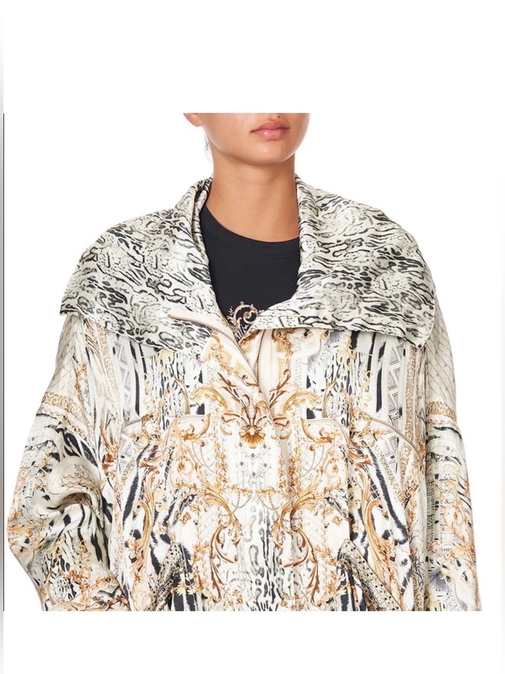 Camilla silk Jacket Gates Of Glory Parka Jacket With Rib golden